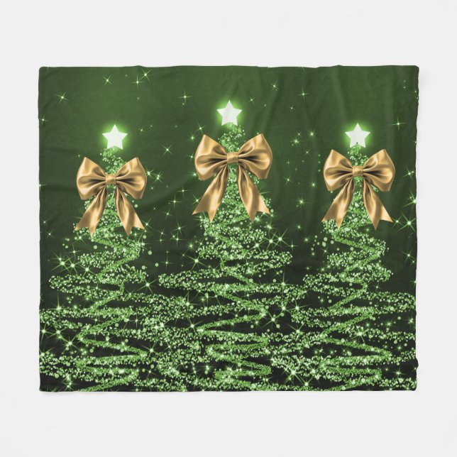 Cobertor De Velo Árvores de Natal Espelhadas Verdes com Laço de Our (Frente (Horizontal))