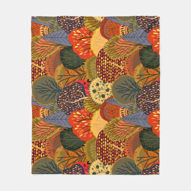 Cobertor De Velo Árvores de outono estilizadas, padrão de floresta  (Frente)