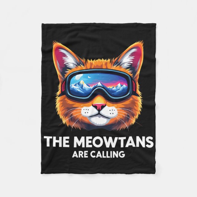 Cobertor De Velo As Meias Chamam Cat Lover Mountain Skier (Frente)