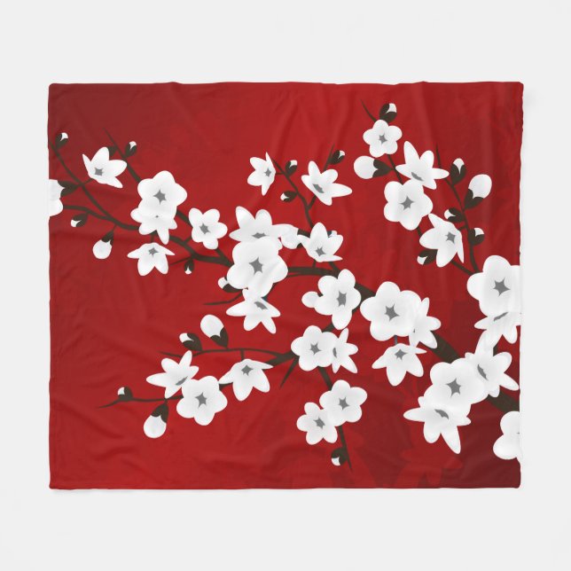 Cobertor De Velo Asia Floral White Chersom Red (Frente (Horizontal))
