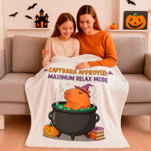 Cobertor De Velo Assistente de Bruxas Cappybara Halloween Cauldron 