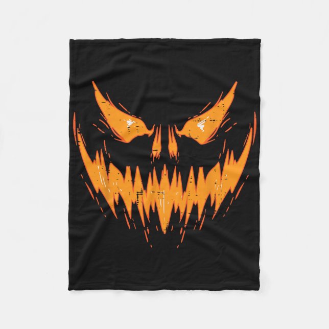 Cobertor De Velo Assustador Jack O Lanterna Face Pumpkin Halloween (Frente)