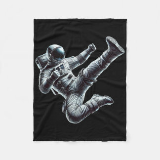 Cobertor De Velo Astronaut Performing A Powerful Karate Kick Martia