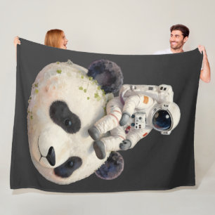 Cobertor De Velo Astronauta em um Panda Espacial Surreal Esquisito 