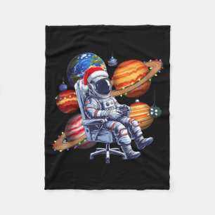 Cobertor De Velo Astronauta Engraçado Natal Luzes Espaciais Chapéu