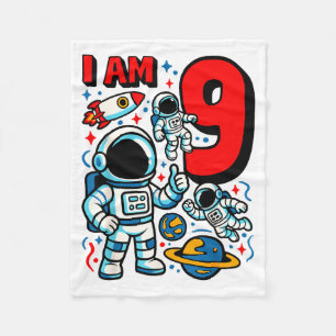 Cobertor De Velo Astronauta Eu Tenho 9 Anos de Idade Menino de Aniv