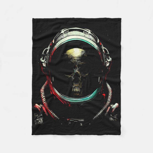 Cobertor De Velo Astronauta Ghost Skeleton - Malandro Halloween (Frente)