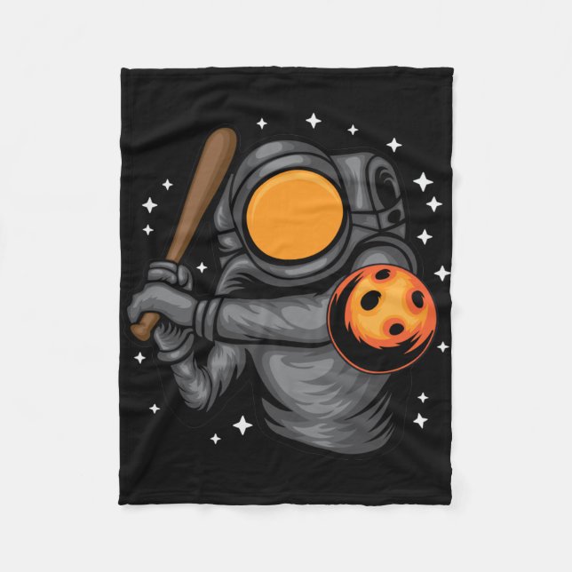 Cobertor De Velo Astronauta Jogando Beisebol No Espaço (Frente)