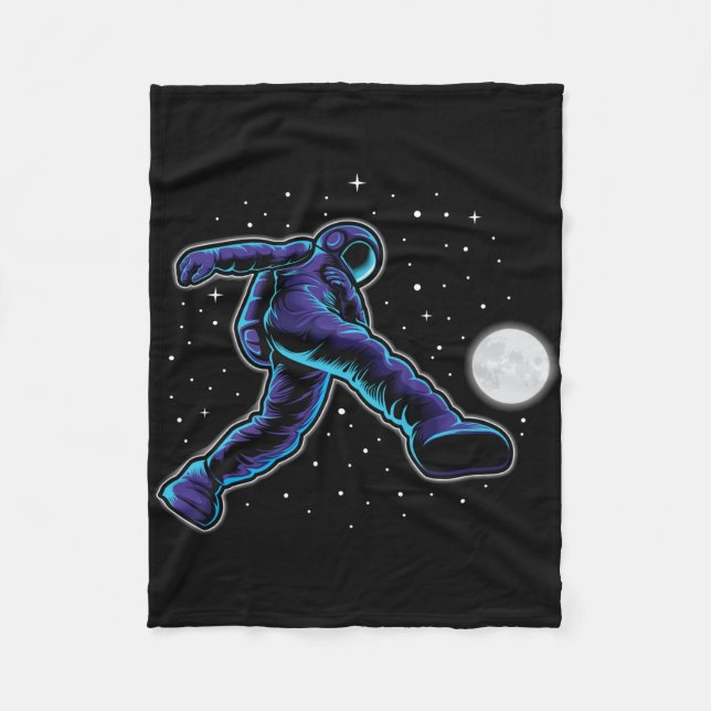 Cobertor De Velo Astronauta Jogando Futebol Com a Lua (Frente)