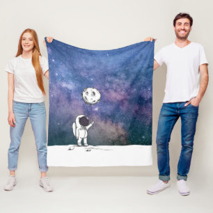 Cobertor De Velo Astronauta no espaço com balão da lua cosmos estre
