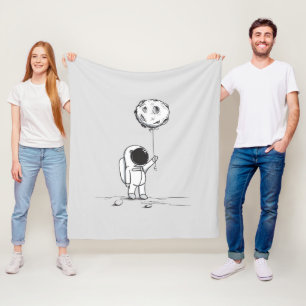Cobertor De Velo Astronauta no espaço com balão da lua cosmos estre