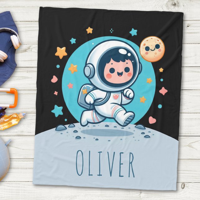Cobertor De Velo Astronauta Pequenino Fofo na Lua (Criador carregado)