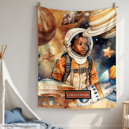 Cobertor De Velo Astronauta Room Decor Blanket Boys Watercolor Art