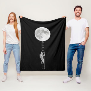Cobertor De Velo Astronauta Subindo à Lua – Arte Espacial Surrealis