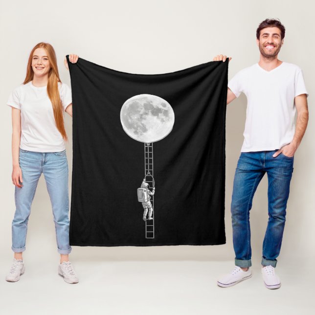 Cobertor De Velo Astronauta Subindo à Lua – Arte Espacial Surrealis (In Situ)