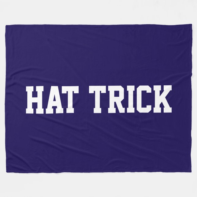 Cobertor De Velo Athletic Bold White HAT TRICK Text On Navy Blue (Frente (Horizontal))
