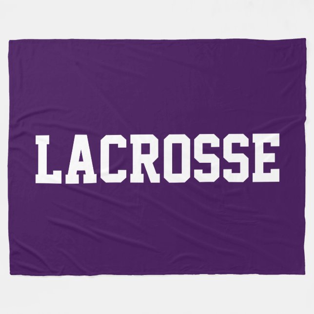 Cobertor De Velo Athletic Bold White LACROSSE Text On Dark Purple (Frente (Horizontal))