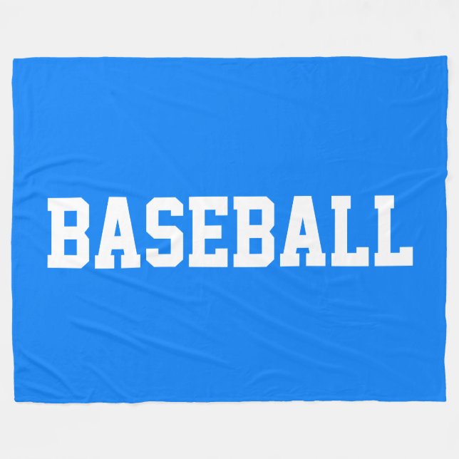 Cobertor De Velo Atlético Bold Branco BASEBALL Texto Em Azul Brilha (Frente (Horizontal))