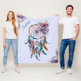 Cobertor De Velo Atril de Boho Watercolor Personalizado Nome