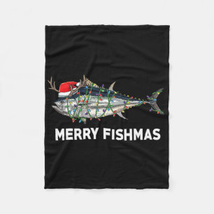 Cobertor De Velo Atum Engraçado Natal Papai Noel Natal Pescador