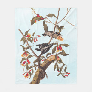 Cobertor De Velo Audubon Downy Woodpecker Casal com Flores