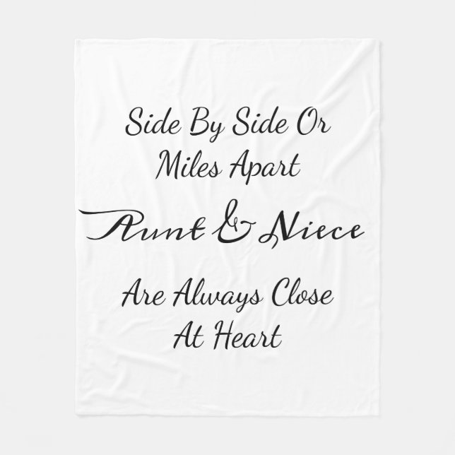 Cobertor De Velo Aunt & Niece Quote – Side By Side or Miles Apart (Frente)