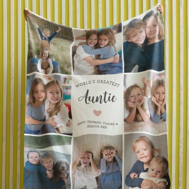 Cobertor De Velo Auntie Personalized Photo Collage Modern (Criador carregado)