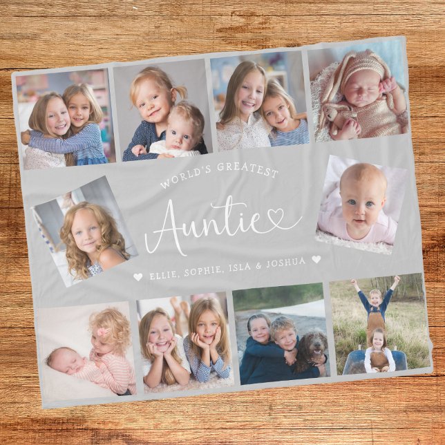 Cobertor De Velo Auntie Photo Collage Script Cute Heart Modern (Criador carregado)