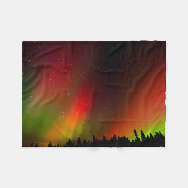 Cobertor De Velo Aurora Boreal e árvores (Frente (Horizontal))