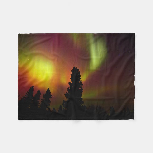 Cobertor De Velo Aurora Boreal e Árvores (Frente (Horizontal))