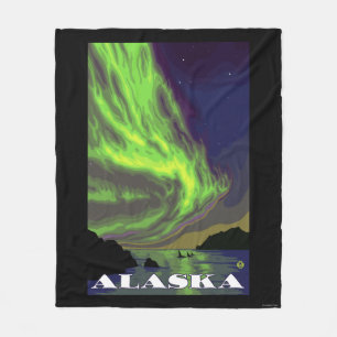 Cobertor De Velo Aurora boreal e viagens vintage das orcas