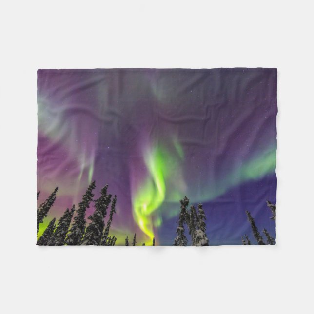 Cobertor De Velo Aurora Borealis | Fairbanks, Alaska (Frente (Horizontal))