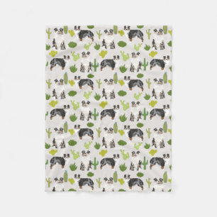 Cobertor De Velo Aussie Dog Cactus Blanket - pastor australiano