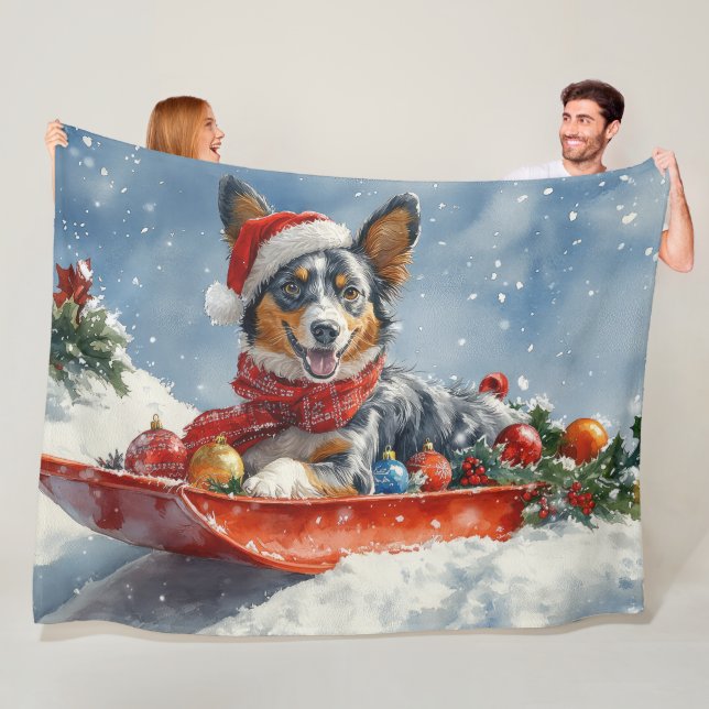 Cobertor De Velo Australian Kelpie em Trineo Deixe Nevar Natal (In Situ)