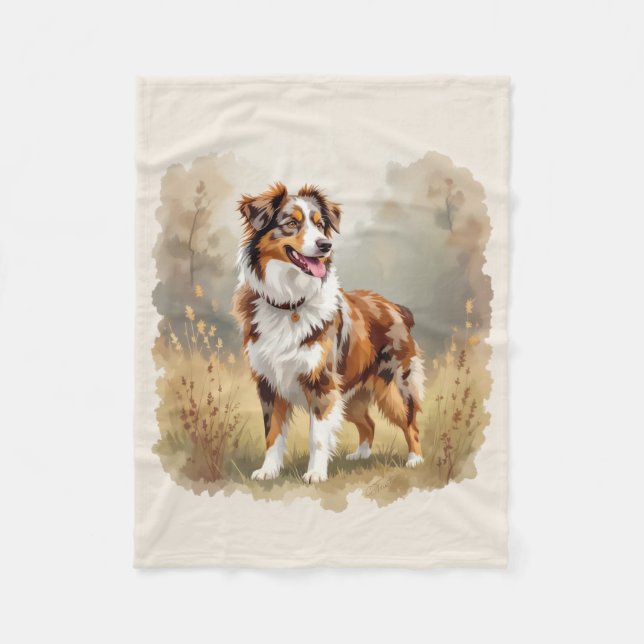 Cobertor De Velo Australian Shepherd Dog Red Merle Aussie (Frente)