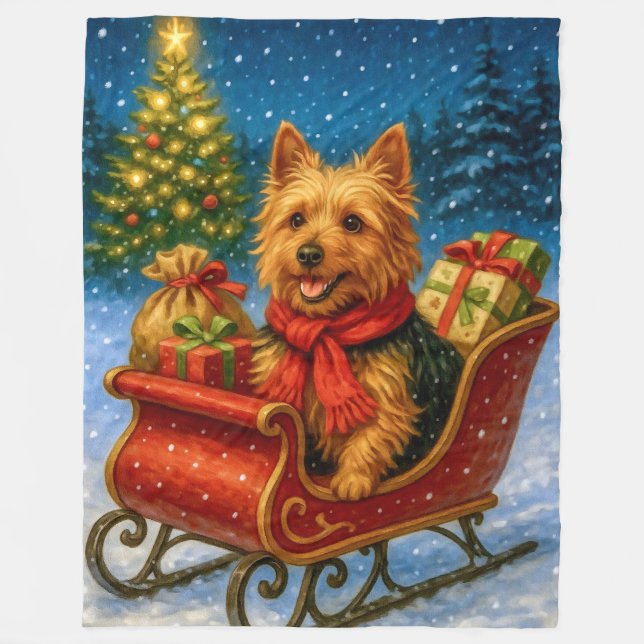 Cobertor De Velo Australian Terrier Holiday  (Frente)
