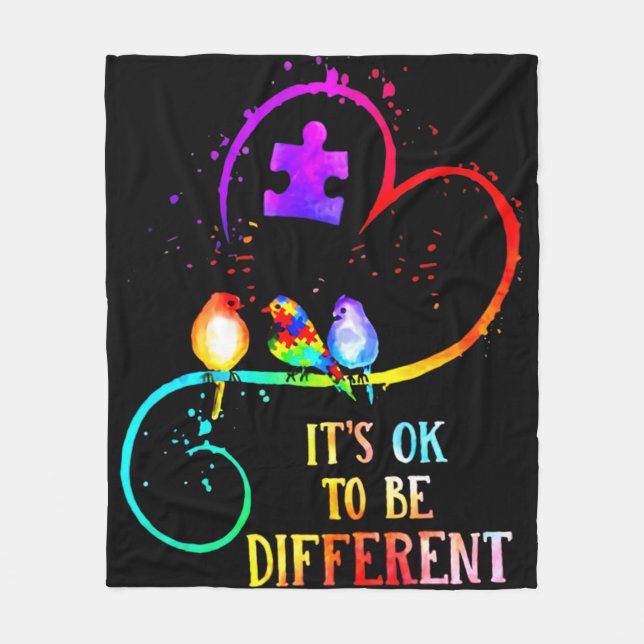 Cobertor De Velo Autism Awareness It's OK To Be Different Love Puzz (Frente)