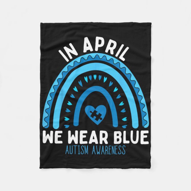 Cobertor De Velo Autismo Arco-íris Em Abril Usamos Azul Conscientiz (Frente)