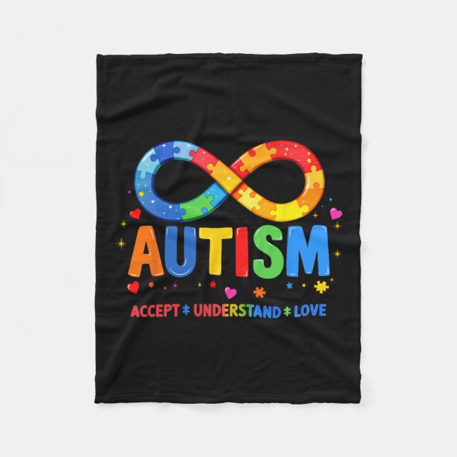 Cobertor De Velo Autismo Conscientista Accept Compreende Amor Com A (Frente)