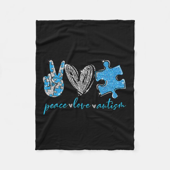 Cobertor De Velo Autismo de Paz e Amor (Frente)