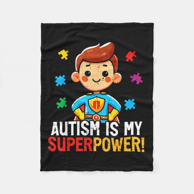 Cobertor De Velo Autismo é superpoder super-herói asd conscientizaç (Frente)