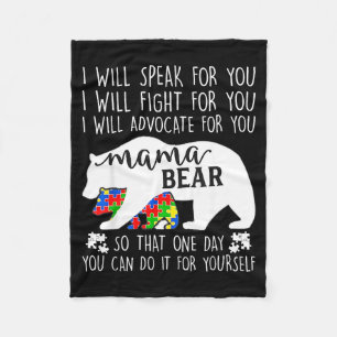 Cobertor De Velo Autismo Mamãe Urso Eu Vou Falar Lutar Defender Por