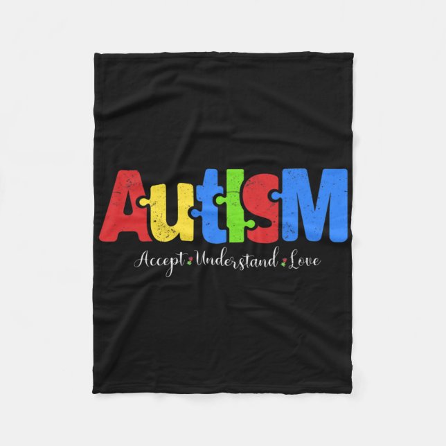Cobertor De Velo Autismo Quebra-cabeça Accept Entenda Autismo Autis (Frente)