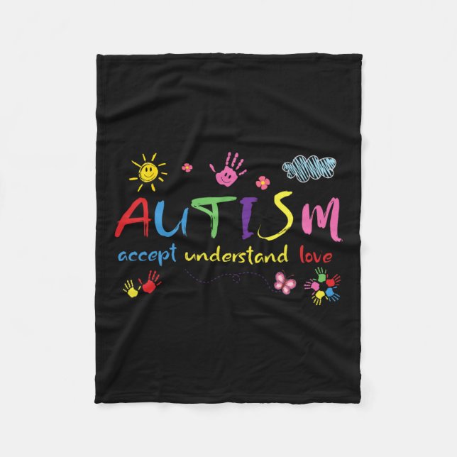 Cobertor De Velo Autismo Sensibilização Aceita Amor Compreende Meni (Frente)