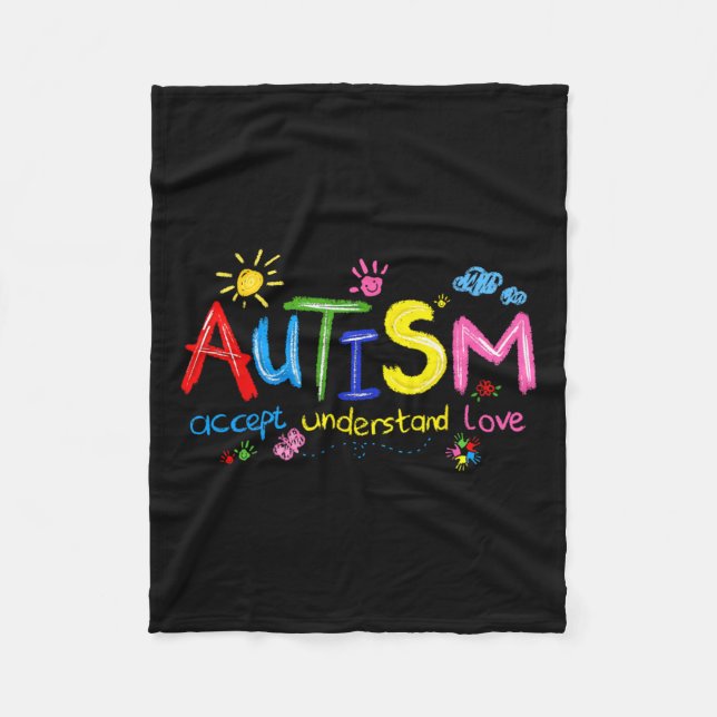 Cobertor De Velo Autismo Sensibilização Aceite Compreender Professo (Frente)