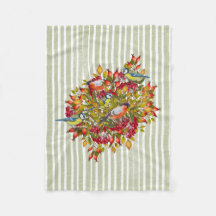 Autumn Deixa Berries e Birds Shabby Stripes