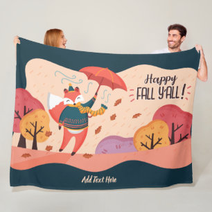 Cobertor De Velo Autumn FOX Happy Fall Ya Personalizará DECOR