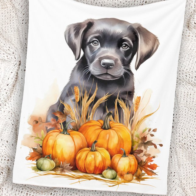 Cobertor De Velo Autumn Labrador Retriever Puppy Pumpkins Dog Lover (Criador carregado)