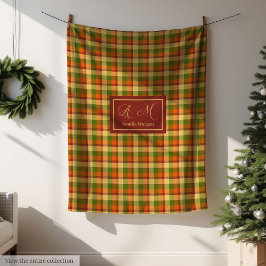 Cobertor De Velo Autumn Plaid Throw Blanket Cozy Custom Name Accent