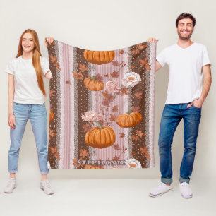 Cobertor De Velo Autumn Pumpkins & Floral Lace Sem Costura